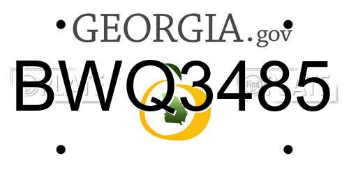 BWQ3485 Georgia License Plate