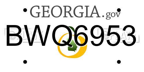 BWQ6953 Georgia License Plate