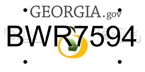 BWR7594 Georgia License Plate