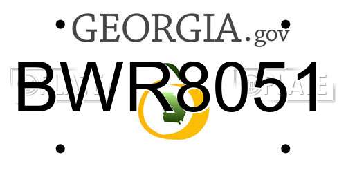 BWR8051 Georgia License Plate
