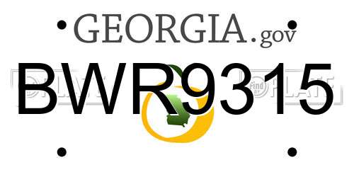 BWR9315 Georgia License Plate