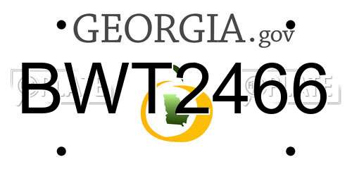 BWT2466 Georgia License Plate