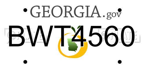 BWT4560 Georgia License Plate