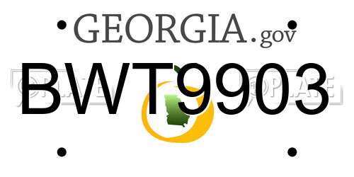 BWT9903 Georgia License Plate