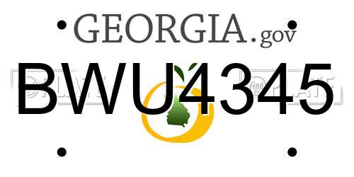 BWU4345 Georgia License Plate