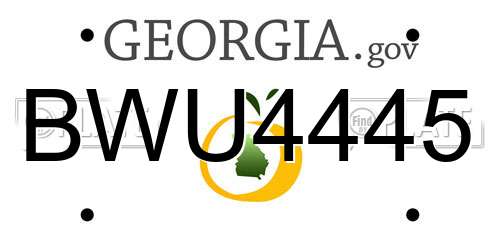 BWU4445 Georgia License Plate