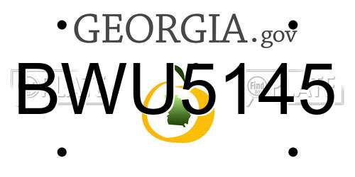 BWU5145 Georgia License Plate