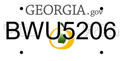 BWU5206 Georgia License Plate