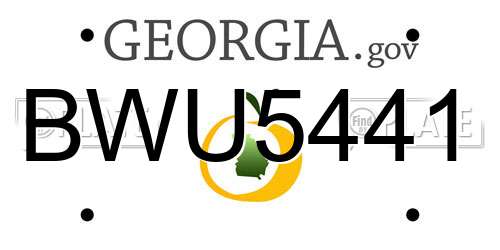 BWU5441 Georgia License Plate