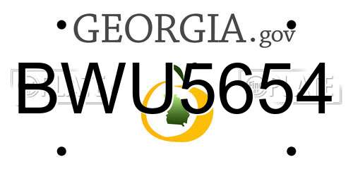 BWU5654 Georgia License Plate