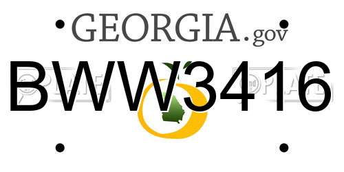 BWW3416 Georgia License Plate