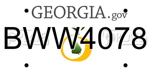 BWW4078 Georgia License Plate