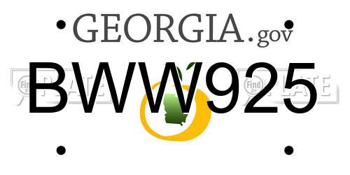 BWW925 Georgia License Plate