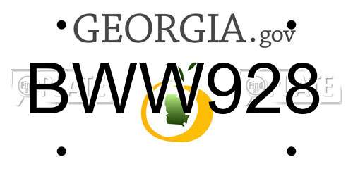 BWW928 Georgia License Plate