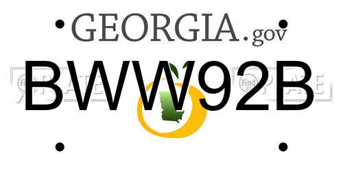 BWW92B Georgia License Plate