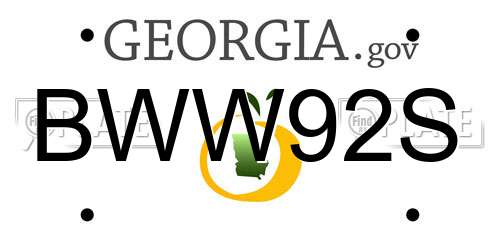 BWW92S Georgia License Plate