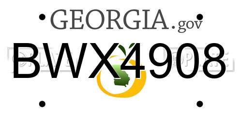 BWX4908 Georgia License Plate