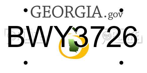 BWY3726 Georgia License Plate