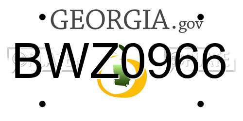 BWZ0966 Georgia License Plate