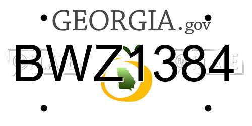 BWZ1384 Georgia License Plate