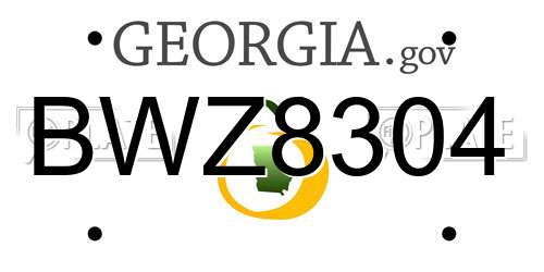 BWZ8304 Georgia License Plate