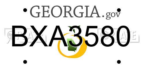 BXA3580 Georgia License Plate