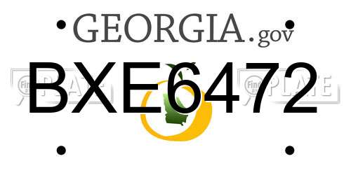 BXE6472 Georgia License Plate