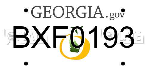 BXF0193 Georgia License Plate