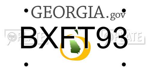 BXFT93 Georgia License Plate