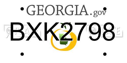 BXK2798 Georgia License Plate
