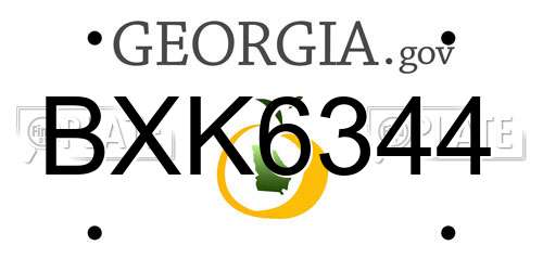 BXK6344 Georgia License Plate