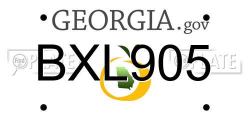 BXL905 Georgia License Plate