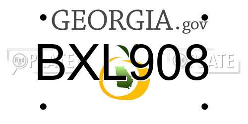 BXL908 Georgia License Plate