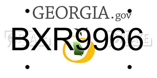 BXR9966 Georgia License Plate