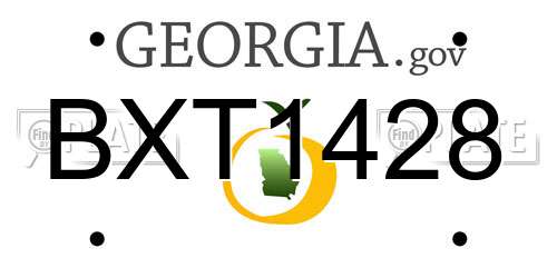BXT1428 Georgia License Plate