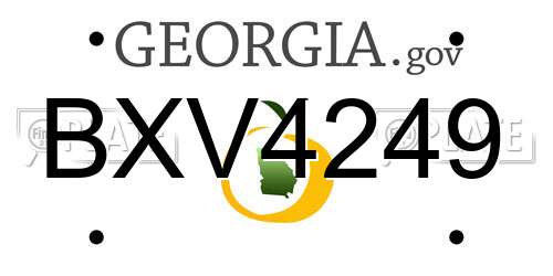 BXV4249 Georgia License Plate