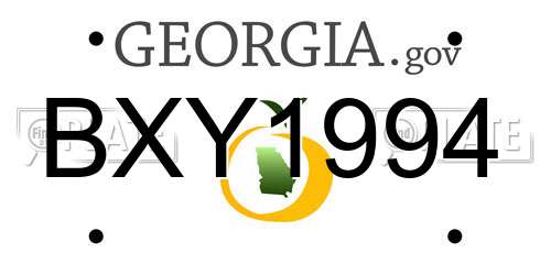 BXY1994 Georgia License Plate