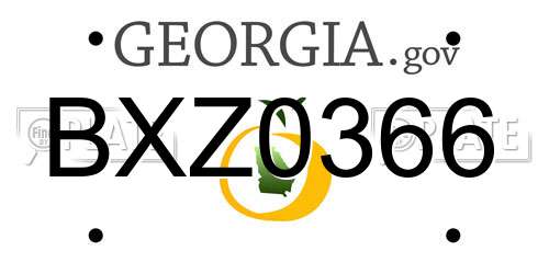 BXZ0366 Georgia License Plate