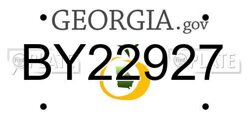 BY22927 Georgia License Plate
