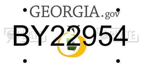 BY22954 Georgia License Plate