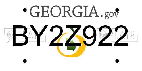 BY2Z922 Georgia License Plate