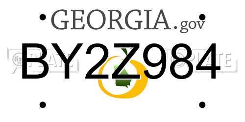 BY2Z984 Georgia License Plate