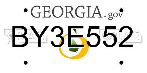 BY3E552 Georgia License Plate