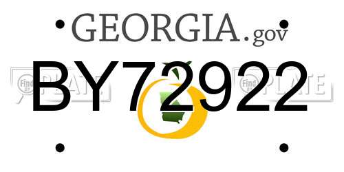 BY72922 Georgia License Plate
