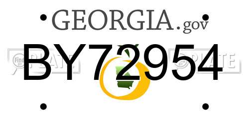 BY72954 Georgia License Plate