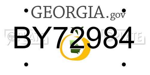 BY72984 Georgia License Plate