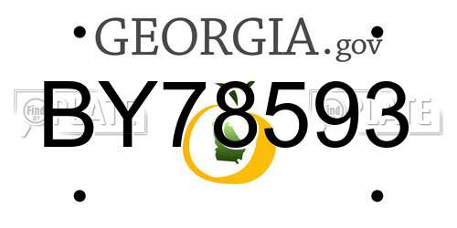 BY78593 Georgia License Plate