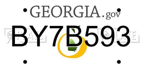 BY7B593 Georgia License Plate