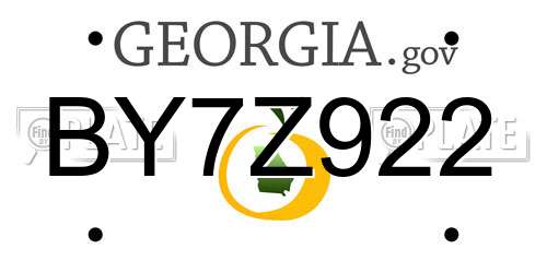 BY7Z922 Georgia License Plate
