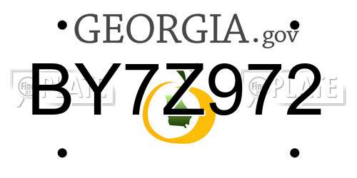 BY7Z972 Georgia License Plate